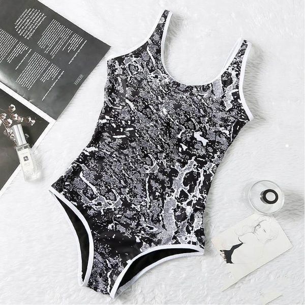 Confusion Print Bademode Gepolsterte Push Up Damen Einteilige Badeanzüge Outdoor Strand Reise Urlaub Bandage Badeanzüge