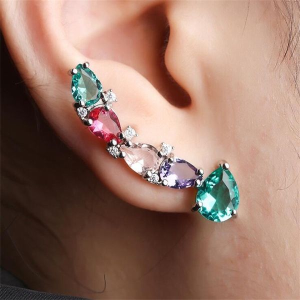 

white black copper colorful cubic zirconia stud earrings fashion jewelry earring female wedding party gift for women's jewelry, Golden;silver