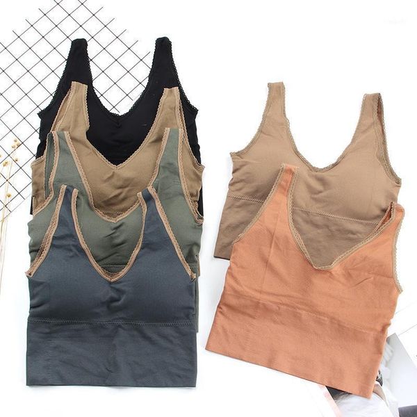 

women tank seamless underwear lingerie female v back basic strap crop padded camisole intimates sleeveless camis1, Black;white