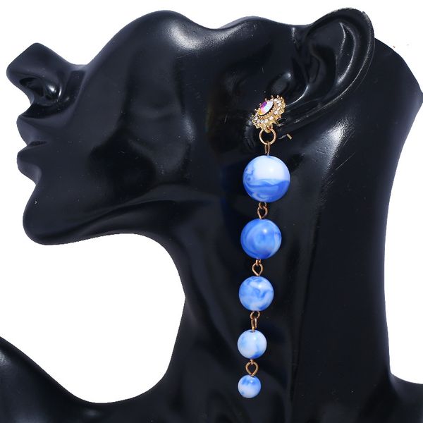 

rainbow resin long drop earrings for women fashion shiny rhinestone pearl statement earrings wedding party jewelry gift, Silver