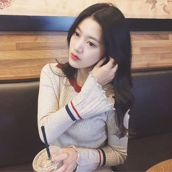 

mrahk autumn 2020 and women's clothing with sweaterslim foreign style sweatersweater red fit net thin sweater new bottomed sweaterversa, White;black