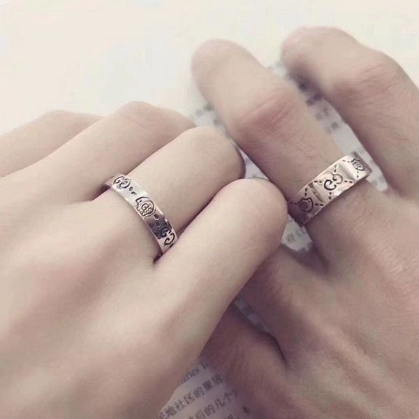 

men and women fashion love fearless love flower and bird eye ring retro sterling silver closed skull light luxury ring jewelry lovers gift06
