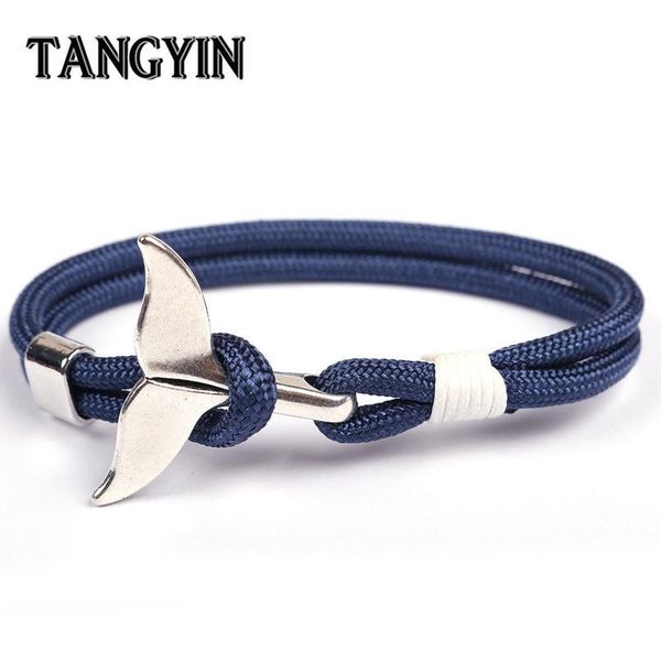 

tangyin 2018 trend anchor bracelet whale tail shape men survival rope bracelet men male women jewelry simple hook brace jllejs