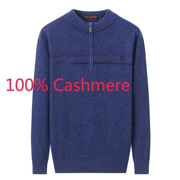 

men's sweaters arrival 100% pure cashmere zipper half collar men computer knitted thick pullovers sweater size xs-2xl3xl, White;black