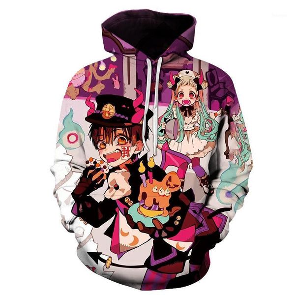 

new fashion 3d funny hoodies funny hoodies toilet-bound hanako-kun print style pullover sleeve streetwear hoodie1, Black