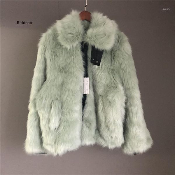 

faux fur jacket women vogue imitation long streetwear luxurious moto ins outerwear splicing 2020 new winter ladies coat1, Black