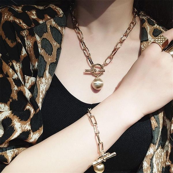 

2020 new statement thick chain choker necklace for women metal ball necklace fashion jewelry personality gold color collares, Golden;silver