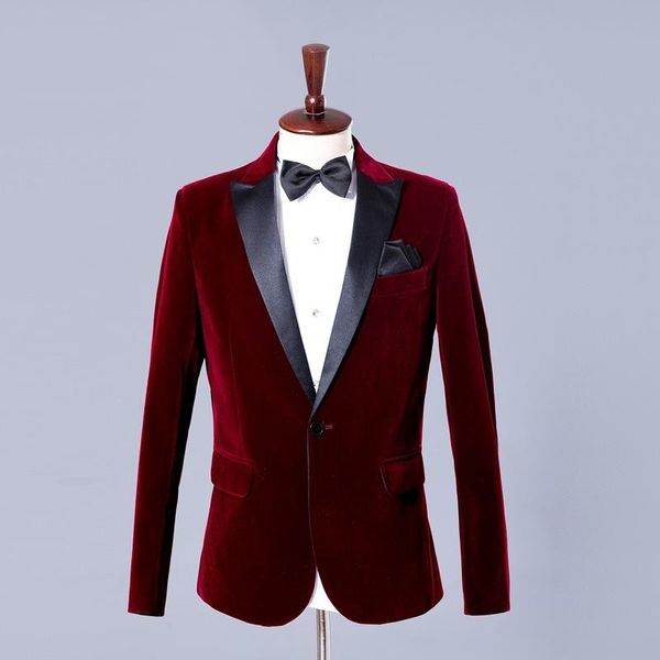 Abiti da uomo Blazer 2021 Elegante uomo casual smoking dello sposo abito da sposa uomo d'affari vino rosso blu bavero vestiti 2 pezzi giacca pantalone