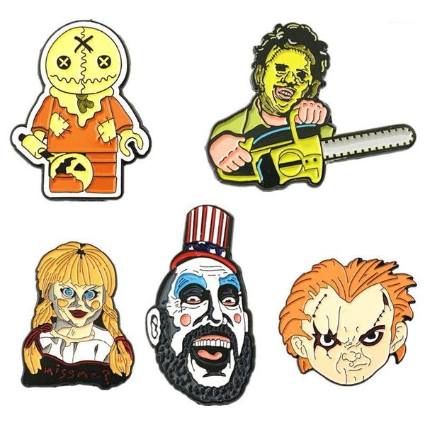 

pins, brooches chucky face hellraiser annabelle captain spaulding sam doll trick or treat horror leatherface pin dsijida011, Gray
