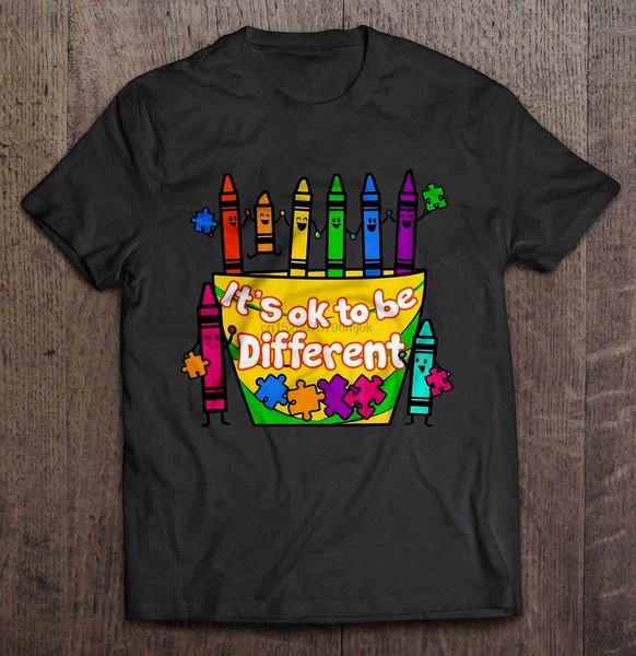 

men t shirt it's ok to be different -autism crayons version women t-shirt sport hooded sweatshirt hoodie