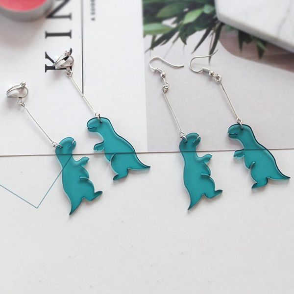 

dangle & chandelier 1 pair fashion women handmade green dinosaur acrylic drop earrings jewelry gift, Silver