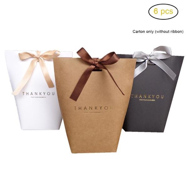 

6pccs kraft paper bags chocolates candy box small gift bags party wedding supplies wrapping ribbon kraft packing1
