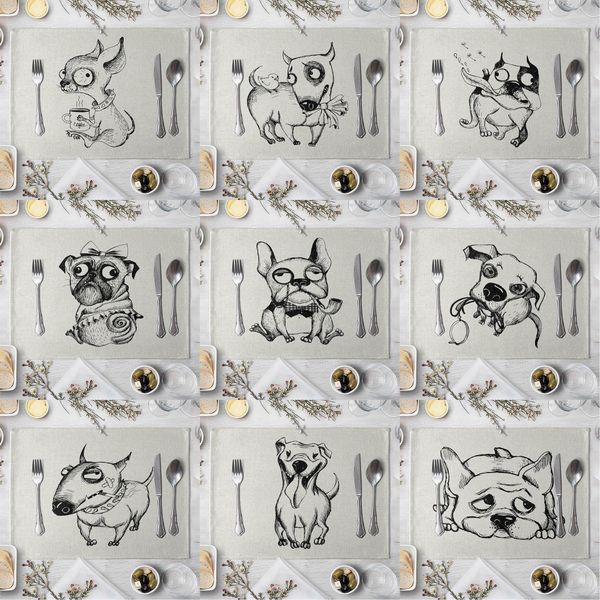 

funny dog pattern placemat dining table mat drink coasters western pad linen cup mat 4030cm kitchen accessory h wmteno