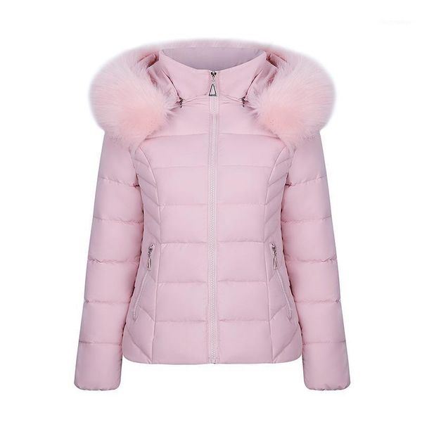 

big fur 2020 new winter jacket women parkas hooded thick down cotton padded parka female jacket short coat slim warm outwear1, Black