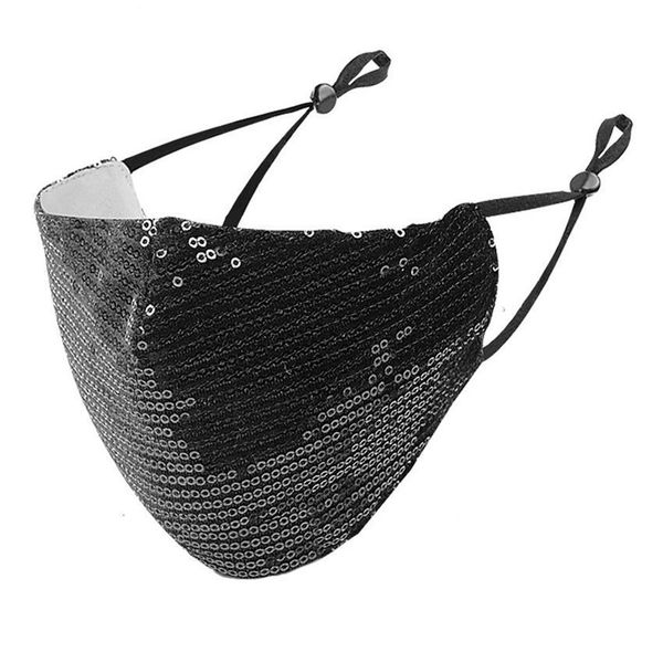 

factory price new bling 3d designer fashion face washable reusable masks women sequins shiny cover anti-dust fog mouth m