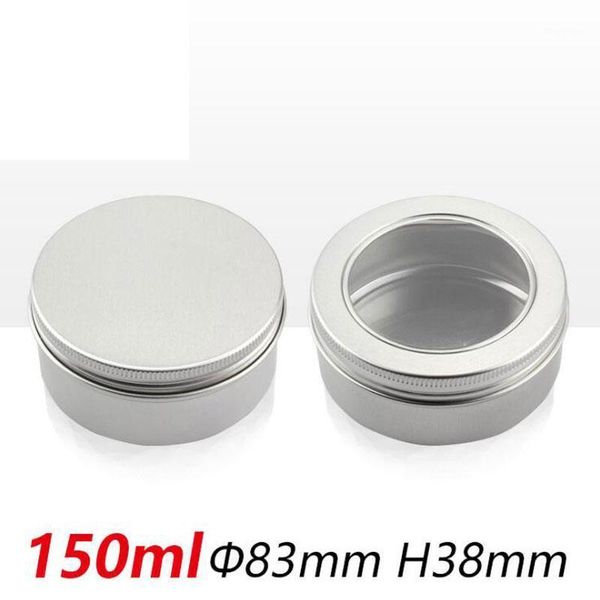 

150ml eye cream hair wax spice jars makeup tool with window/no window screw thread lid metal aluminum round tin 24pcs/lot1