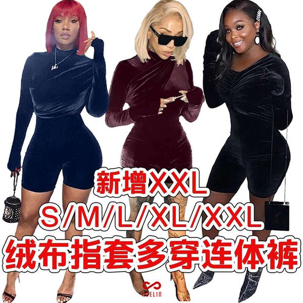 

gl6306 women's night club high elastic flannel sleeve multi zipper jumpsuit, Black;gray