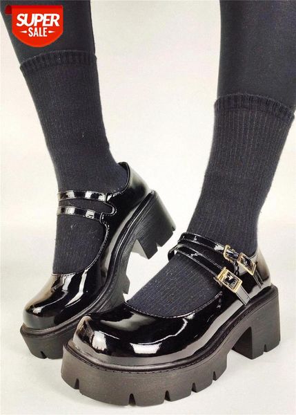 

2021 ladies spring summer sweet lolita black gothic style pumps cosplay mary janes platform square heels girls shoes women pumps #ia4l