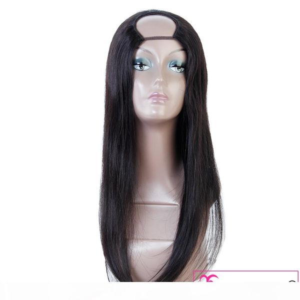 

good quality human hair u part wigs 100% uprocessed human hair wig 26 inch long brazilian virgin hair wholesale price, Black;brown