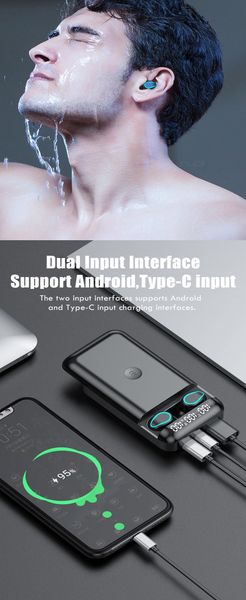 

tws беспроводные наушники 6000 мач чехол зарядки hifi стерео bluetooth наушники-наушники спортивные водонепроницаемые наушники гарнитура с м