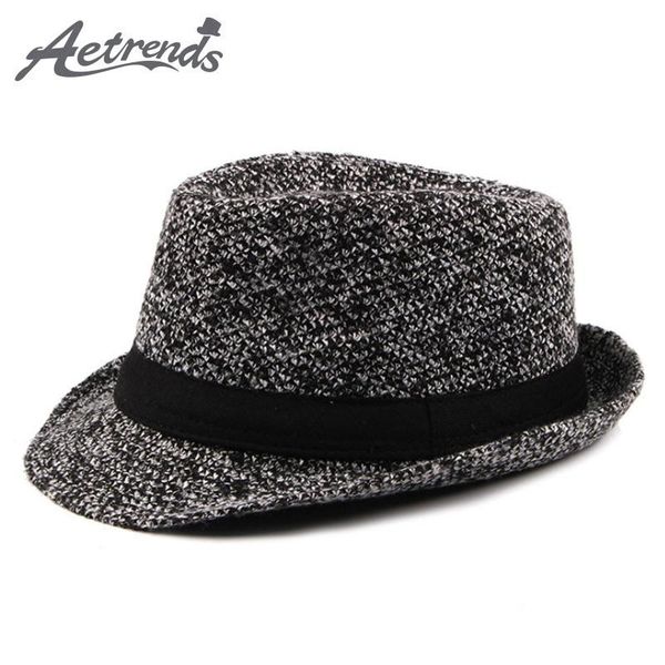 

aetrends] autumn winter fedoras men's jazz cap vintage panama hat z-6218, Blue;gray