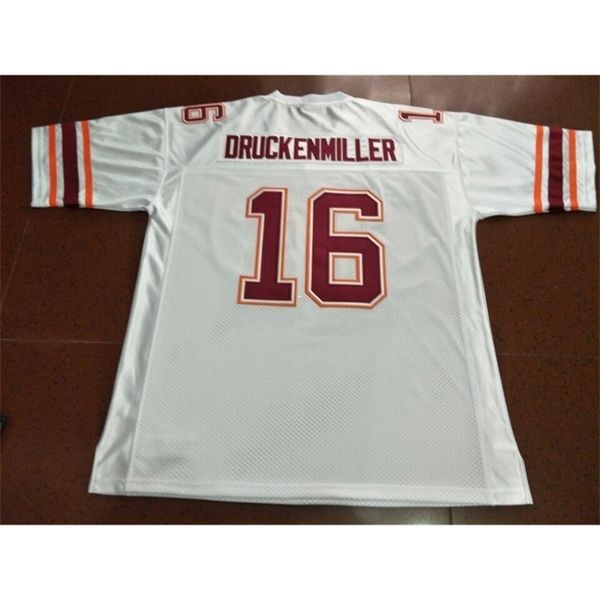 

men virginia tech hokies 1997 jim druckenmiller #16 real full embroidery college jersey size s-4xl or custom any name or number jersey, Black