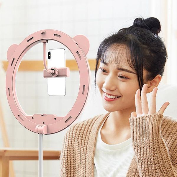 

10'' led folding one body ring light tricolor fill light for selfie makeup pgraphy video live stream lamp stand square1