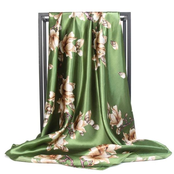 

90*90cm printed silk scarf square female sunscreen wild decoration multifunctional silk thin scarf man women 2021 spring summer, Blue;gray