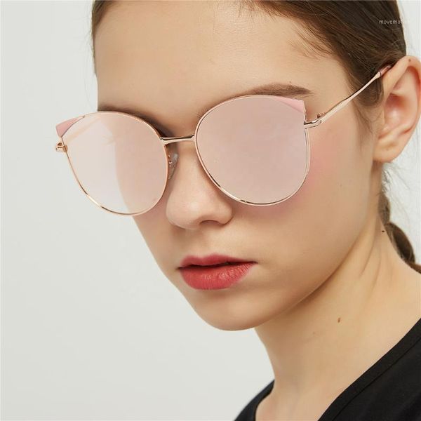 

2020 new products trending sell oversize big reflected gold cat eye sunglasses for men women brand hight quality classic1, White;black