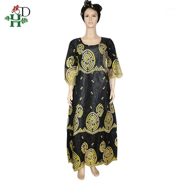 

h&d bazin riche dashiki dresses women african clothes embroidery lace dresses women long dress with head tie evening party dress1, Red