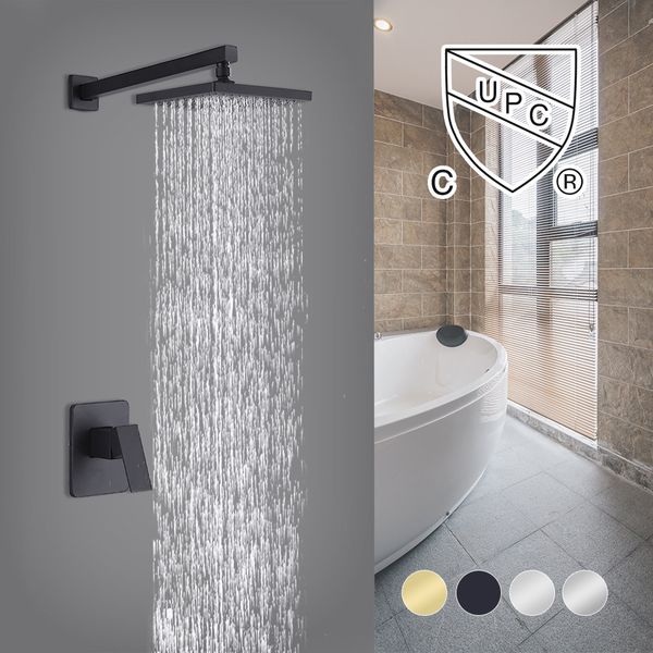 

black concealed shower set bathroom shower spray shower single function into the wall golden square cupc