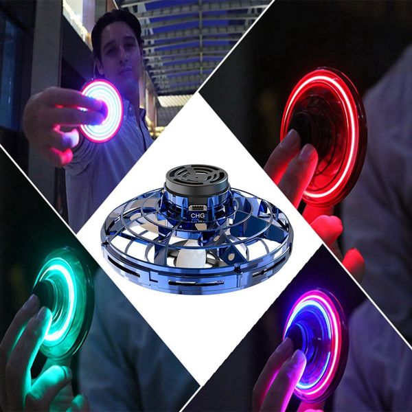 

led fingertip gyro decompression lighting pull back flight gyro flexible kids stress reliever toy usb charging gift hha1011