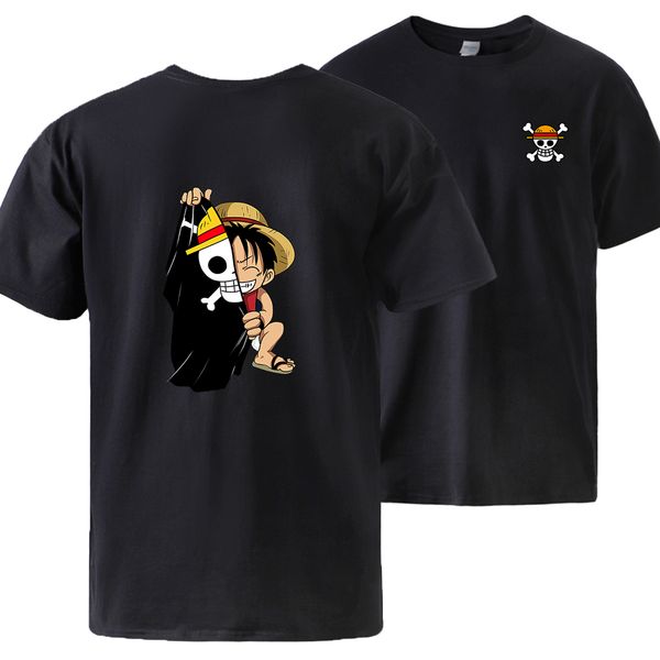 

sport japan anime cartoon luffy print tshirt 2020 man summer spring short sleeve cotton tshirts male workout tee