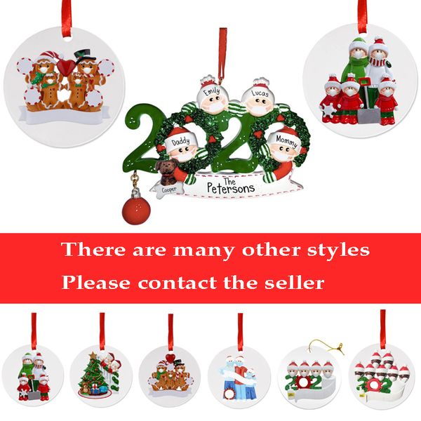 

2020 christmas ornament personalized survivor family 2 3 4 5 resin decorations masked hand-washed christmas tree hanging pendant