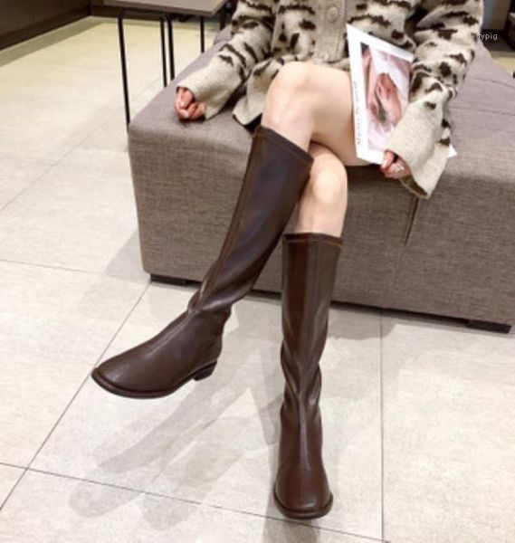 

women's mid calf boots thigh high heels high round toe shoes zipper boots-women over-the-knee ladies rubber1, Black