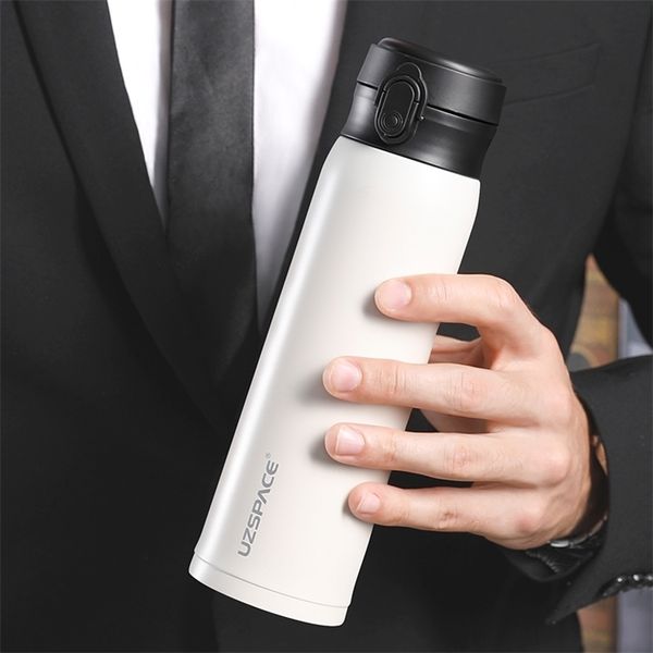 Uzspace Business Sport Wasserflasche Vakuumkolben Edelstahl Thermoses Direkter Getränk Lecksicher tragbarer Auto -Tassen Kaffeetasse 201204