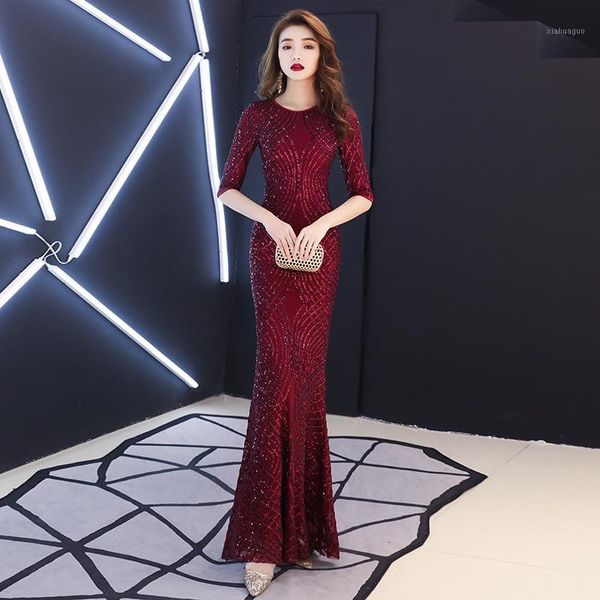 

3xl bling mermaid chinese sequins oriental party female stage show qipao elegant celebrity evening dress banquet dresses1, Red