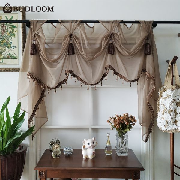 

budloom european style luxury tulle valance curtains for living room green pink kitchen sheer valances curtains for living room