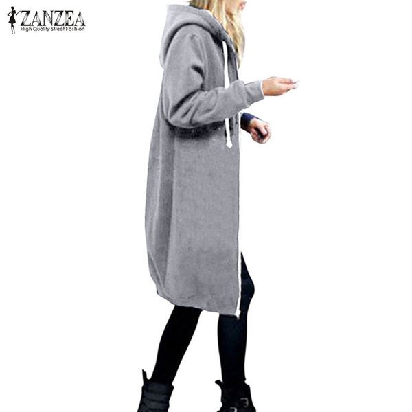 

women designers clothes 2020 fashion hooded collar pure color loose type zipper medium style thicken long sleeve sweater women winter, Black