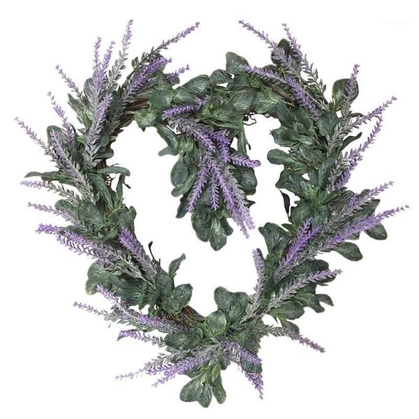 

lavender flower wreath heart shape artificial floral wreath garland for front door wall wedding home hanging decorations1