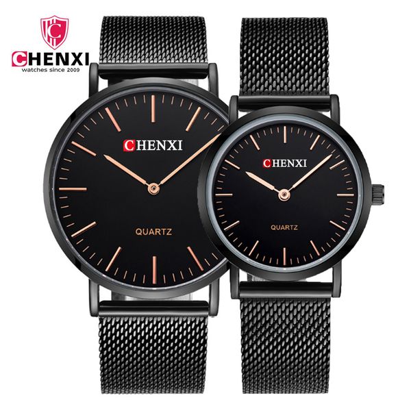 

dawn men and women ultra-thin stainless steel waterproof mesh band lovers watch