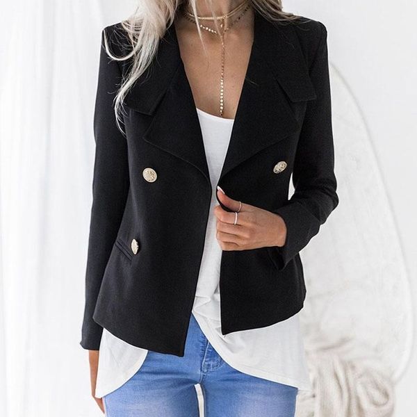 

autumn blazer feminino black suit jacket ladies blazers double breasted women blazer long sleeve slim short jacket1, White;black