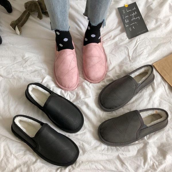 

snow boots women 2020 winter new couple bread cotton shoes plus velvet warm korean student short boots flat women, Black
