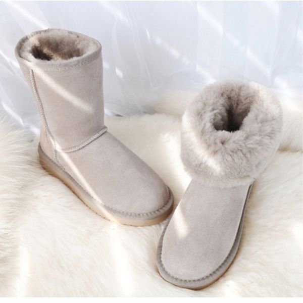 

g&zaco luxury women sheep fur classic genuine sheepskin snow boots leather wool shoes female winter suede, Black;brown