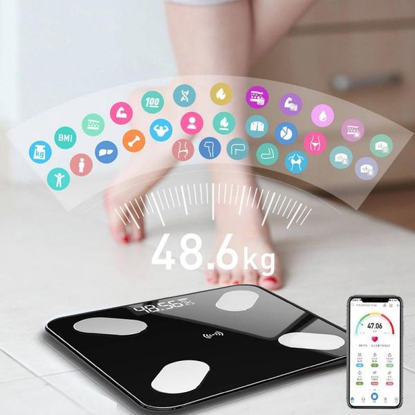 

body fat scale smart bmi scale battery powered led digital bathroom wireless weight scale balance bluetoot