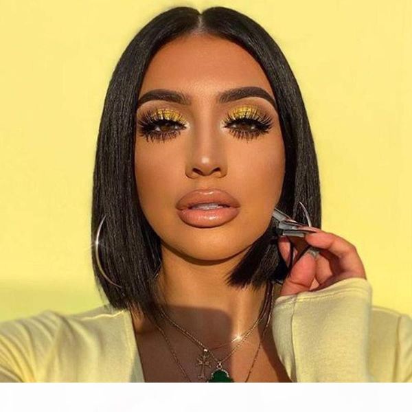 

дешевые необработанные перуанский малазийский индийский прямые боб 13x4 парик фронта шнурка полный шнурок человеческих волос естественный цв, Black;brown