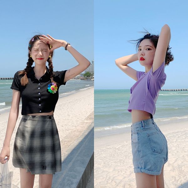 

spring 2019 polo neck slim sleeve spring 2019 polo t-shirt neck short slim short sleeve t-shirt wkpin, White