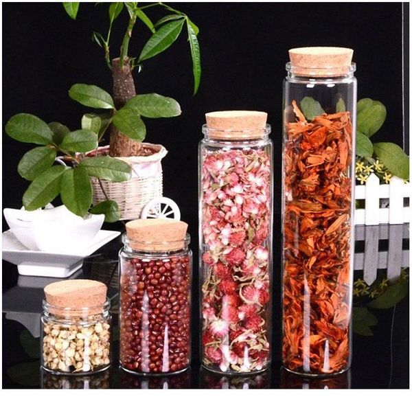 

transparent clear glass storage jars with corks candy saffron food bottles empty health and eco-friendly bottles bbydtg
