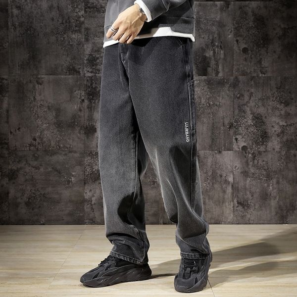 

mkp0 zipper damaged accent jeans man cool guy male paint effect worn out slim leg for fit, Blue