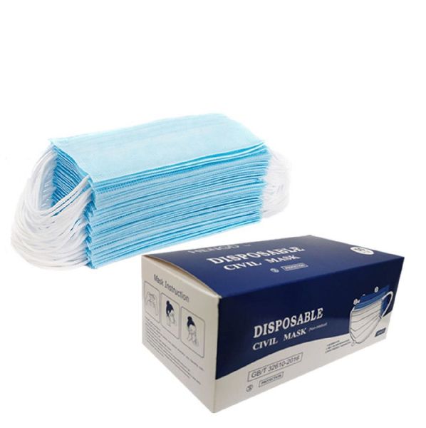 

against breathing dustproof masks mouth cover germ disposable civilian 3-plys face mask with earloop